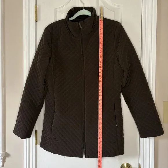 Calvin Klein Quilted Zip-Up Jacket, Dark Brown, Faux Fur Lined, Size M - Picture 5 of 8